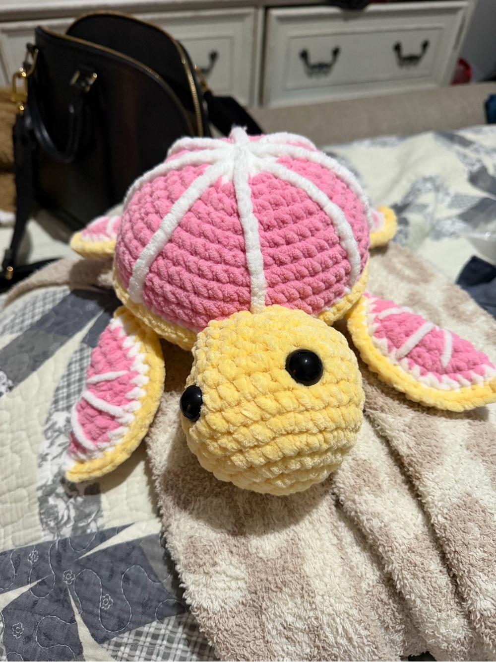 Handmade Pink Lemonade Plush Turtle